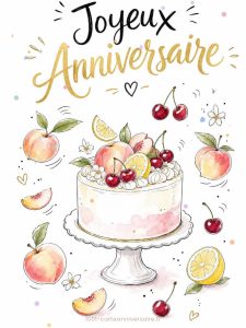 Carte anniversaire à imprimer animée : farandole de fruits d'été