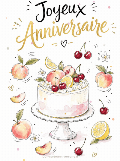 Carte anniversaire à imprimer animée : farandole de fruits d'été