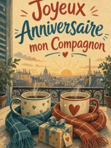Carte joyeux anniversaire compagnon animée : complices à la vie