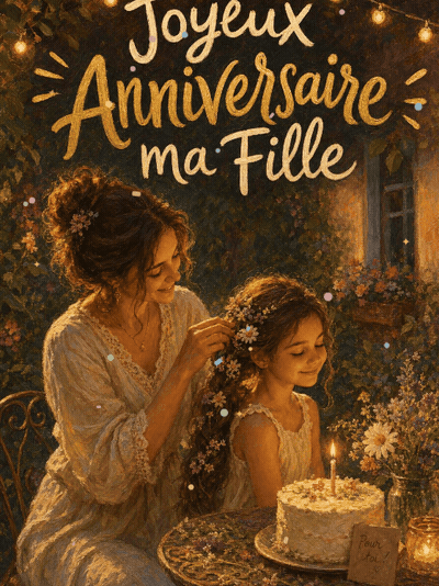 GIF animé : Carte joyeux anniversaire fille animée : ma plus belle étoile