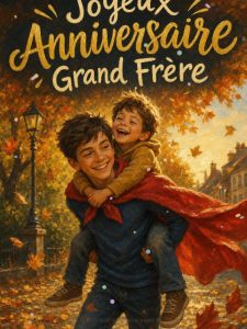 Carte joyeux anniversaire grand frère animée : mon héros de toujours