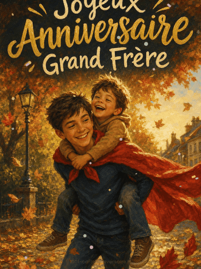 GIF animé : Carte joyeux anniversaire grand frère animée : mon héros de toujours