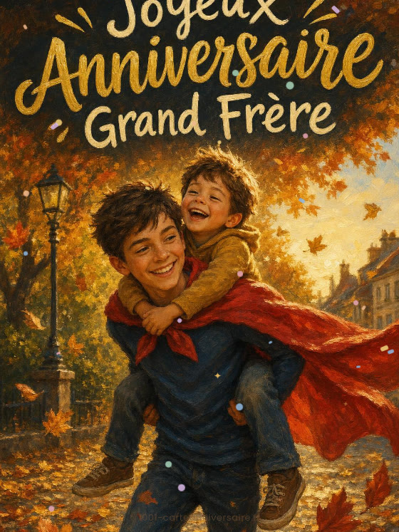 Image JPG : Carte joyeux anniversaire grand frère animée : mon héros de toujours