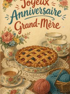 Carte joyeux anniversaire grand-mère animée : la tarte des dimanches