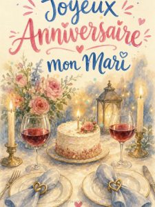 Carte joyeux anniversaire mari animée : dîner aux chandelles complice