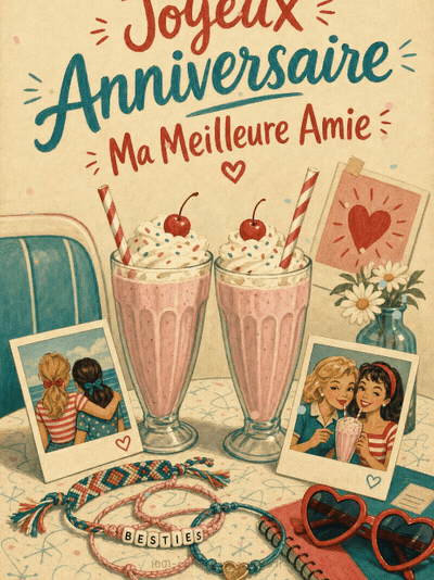 GIF animé : Carte joyeux anniversaire meilleure amie animée : mille secrets