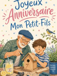 Carte joyeux anniversaire petit fils animée : le nichoir du jardin