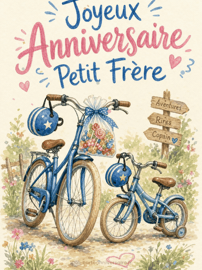 GIF animé : Carte joyeux anniversaire petit frère animée : toujours mon petit frère