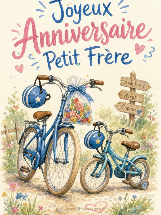 Image JPG : Carte joyeux anniversaire petit frère animée : toujours mon petit frère