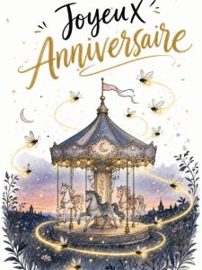 Carte anniversaire virtuelle animée : carrousel enchanté des lucioles