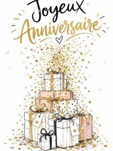 Carte anniversaire virtuelle animée : cascade de confettis dorés