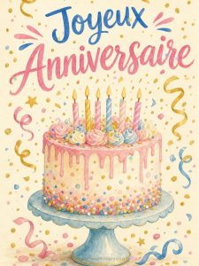 Carte anniversaire virtuelle animée : pluie de confettis dorés