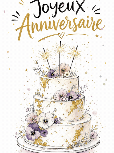 Carte anniversaire virtuelle animée : le gâteau féerique illuminé