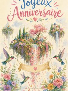 Carte anniversaire virtuelle animée : jardin suspendu aux mille fleurs