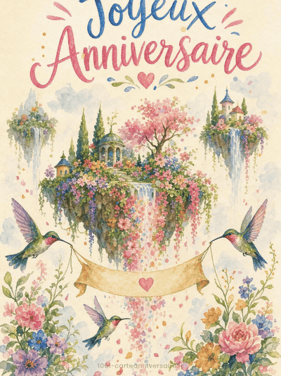Carte anniversaire virtuelle animée : jardin suspendu aux mille fleurs